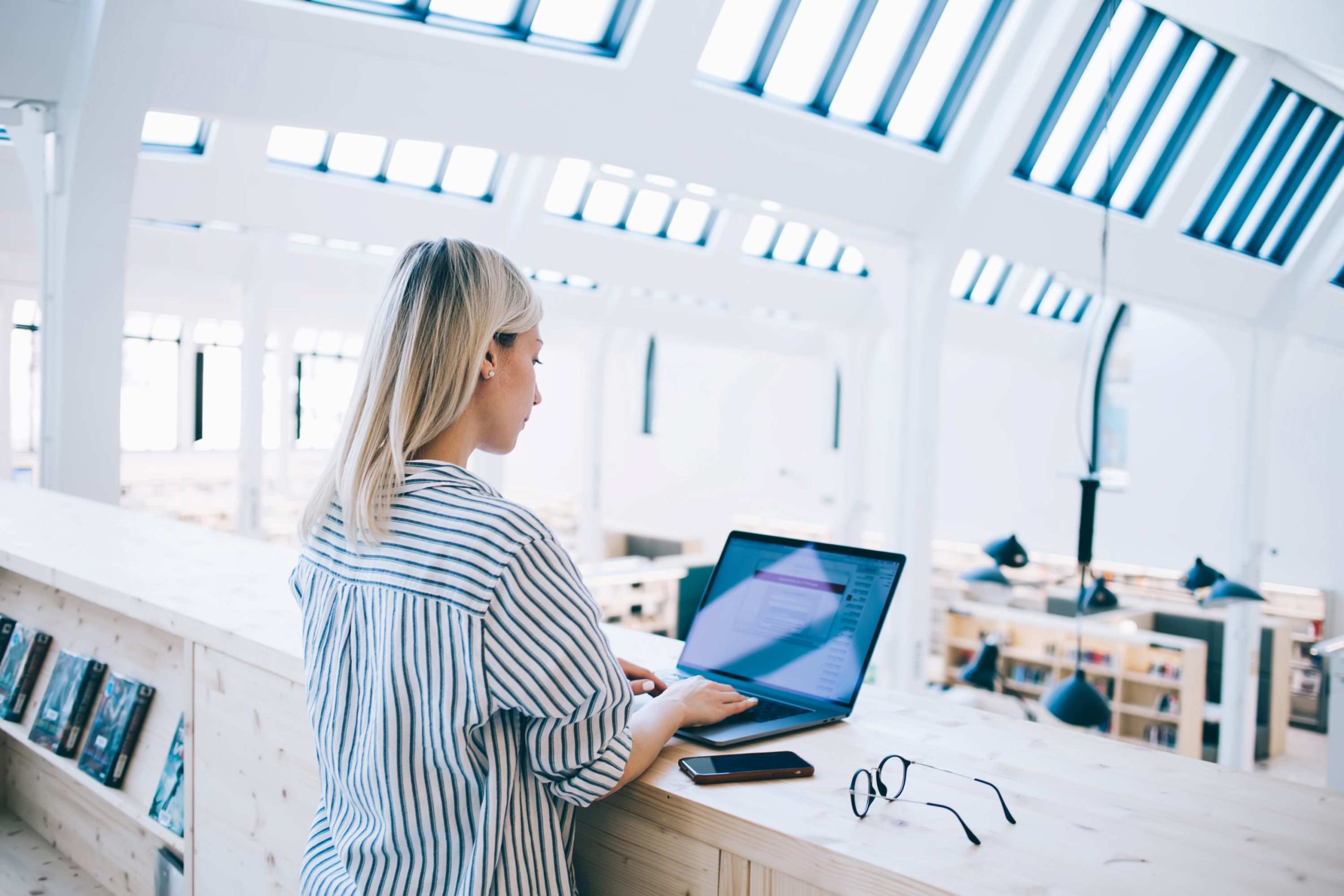 Remote worker completing elearning course at home